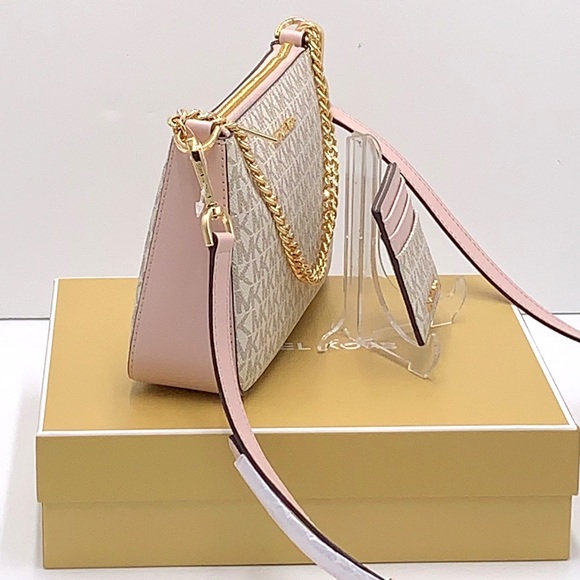 MICHAEL KORS GIFTABLE SHOULDER BAG & CARD HOLDER BOXED SET POWDER BLUSH GLITTER - Picture 6 of 15